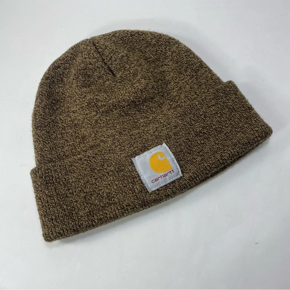 Carhartt Brown Tan Knit Foldover Cuff Style Beanie Hat - Unisex